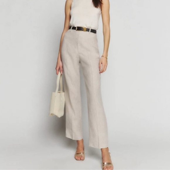 Reformation Pants - NWT Reformation Freddie Linen Pants Straight Leg Oatmeal Beige Cream 8